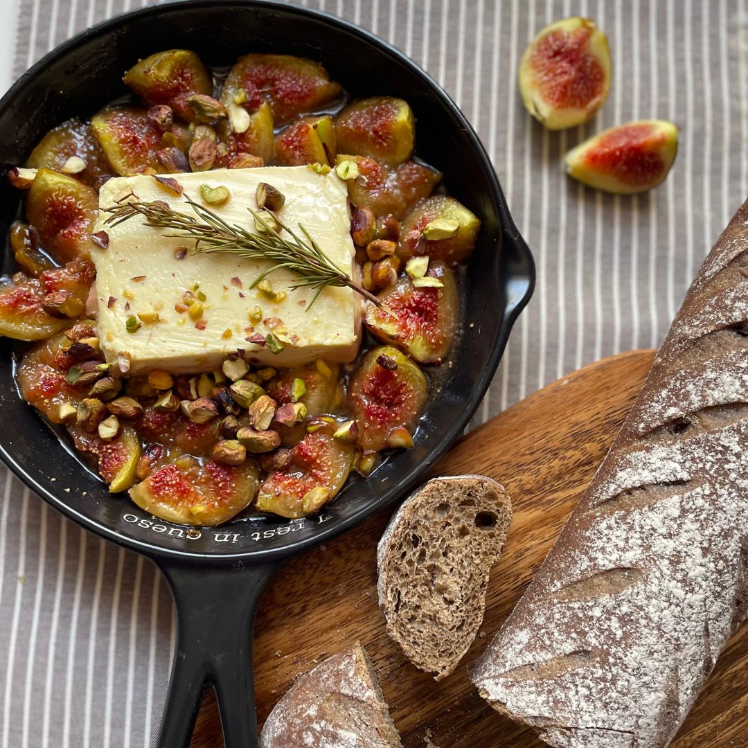 Figues rôties, tofu mariné & géranium rosat